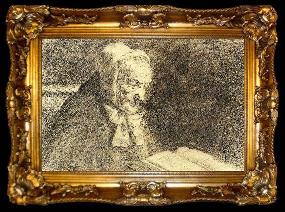 framed  Michael Ancher portraet af gamle fru brondum, ta009-2